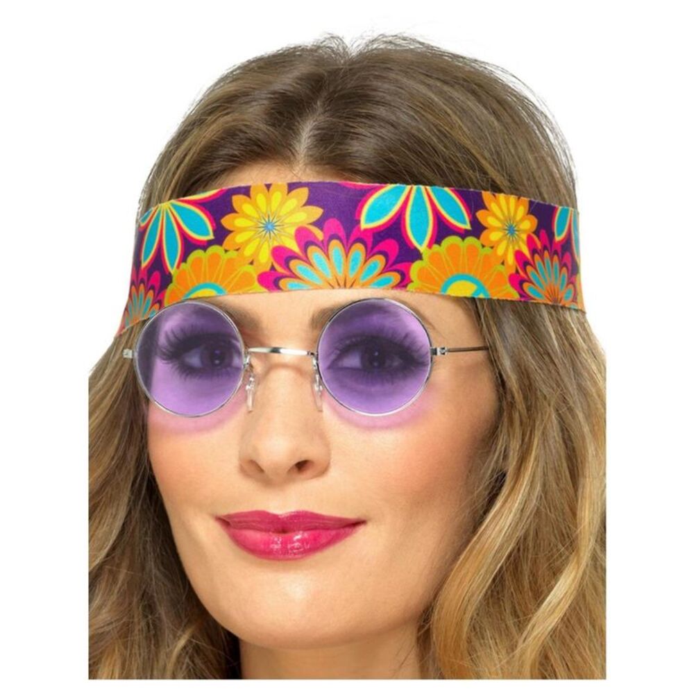 Smiffys Unisex Adult Hippie Costume Sunglasses / Purple